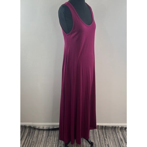 Soft Surroundings Burgundy Tank Maxi Dress Scoop Neck Pullover Size Medium M - Picture 4 of 8